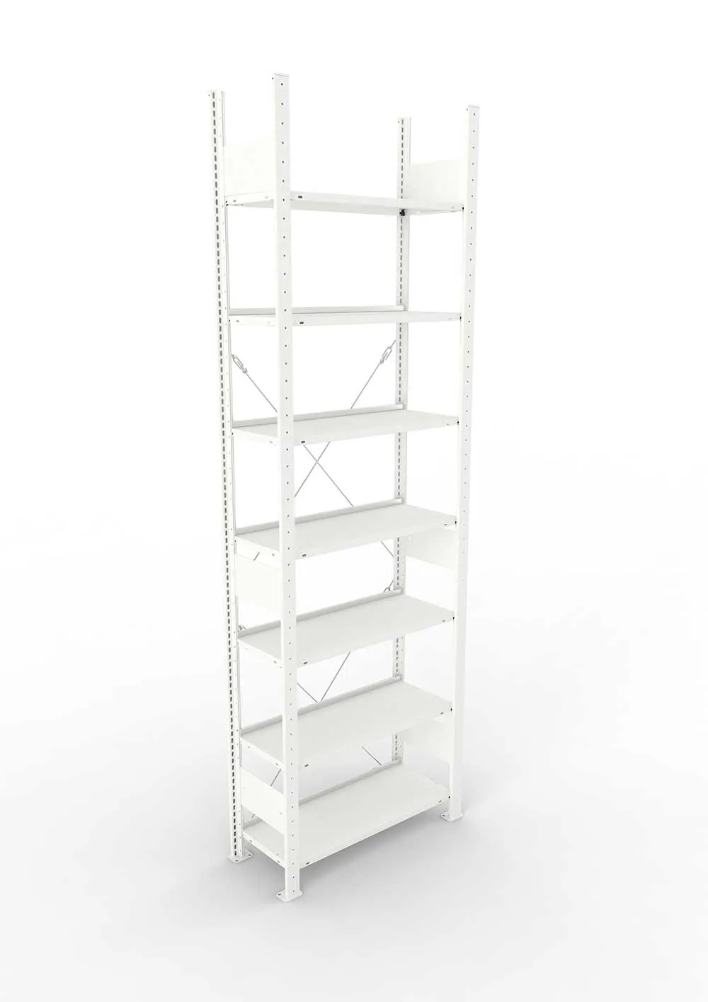 Büroregal Pro-Max Stecksystem Grundregal – 250×75×30 cm, RAL 7035, einseitig