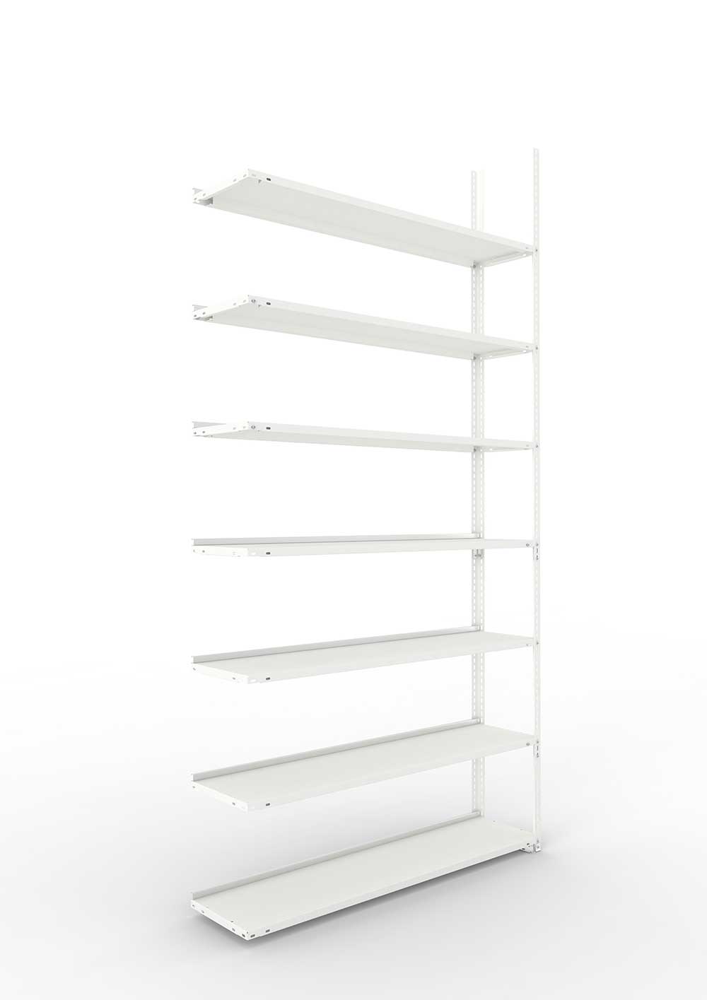 Büroregal Pro Schraubsystem Anbauregal – 250×125×30 cm, RAL 7035, einseitig