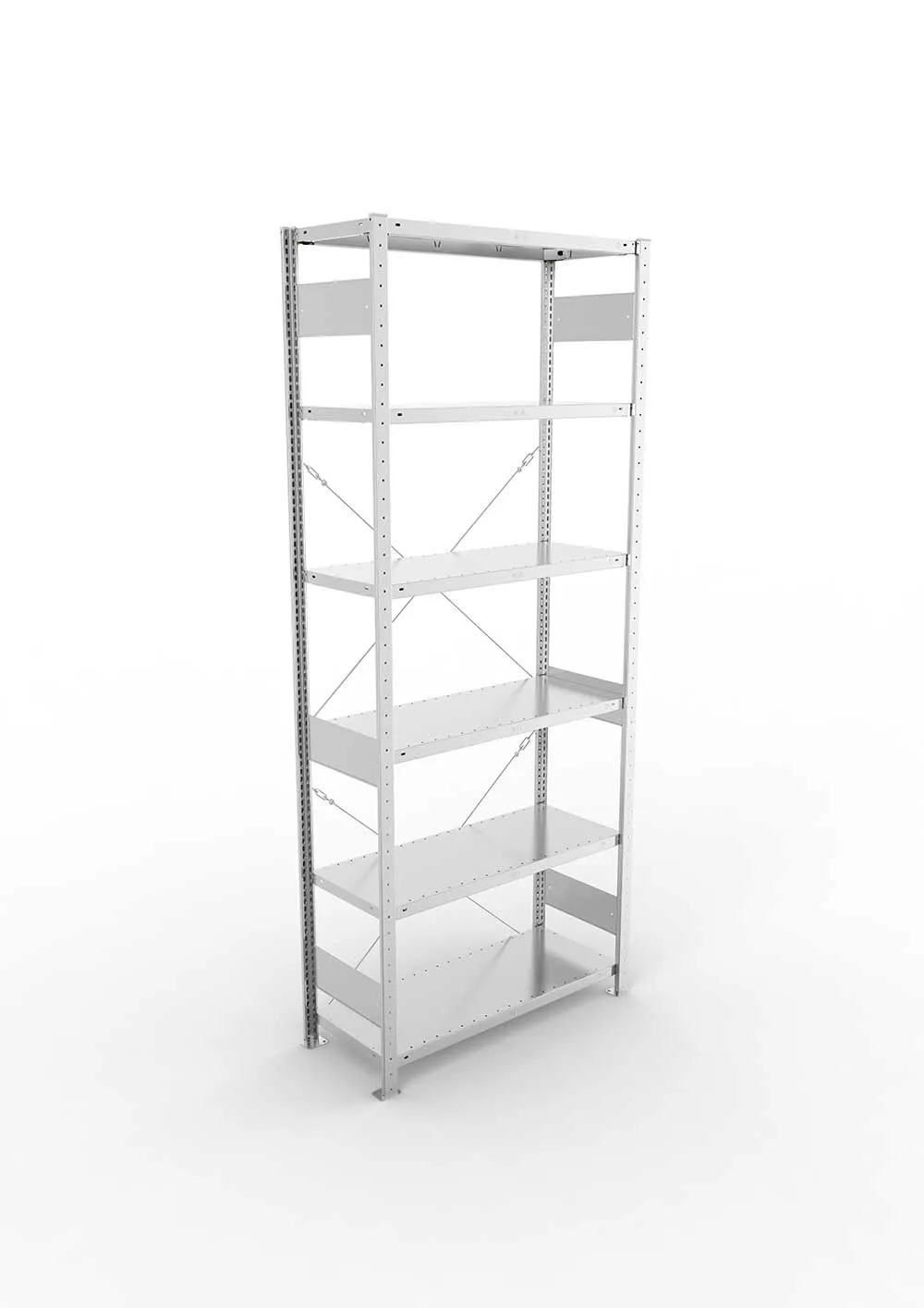 Metallregal Pro-Max Stecksystem Grundregal – 250×100×40 cm, 150 kg, verzinkt, 6 Böden