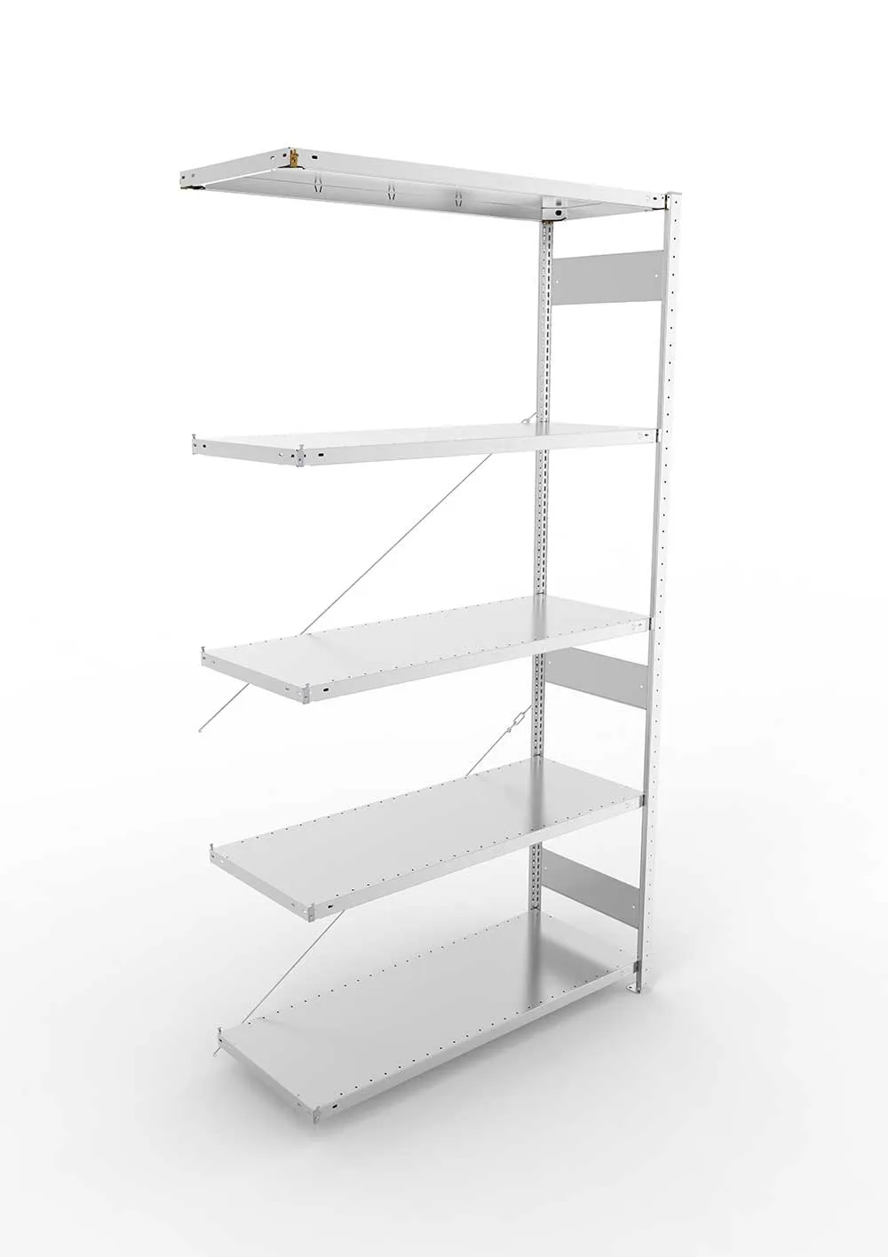 Metallregal Pro-Max Stecksystem Anbauregal – 250×130×50 cm, 230 kg, verzinkt, 5 Böden