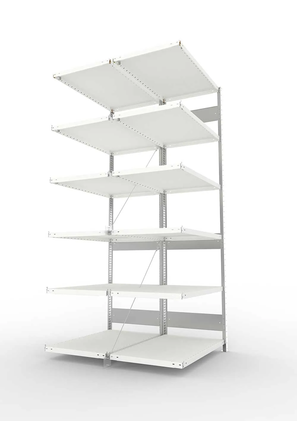 Metallregal Pro-Flex Stecksystem Doppelanbauregal – 250×100×60 cm, 230 kg, RAL 7035