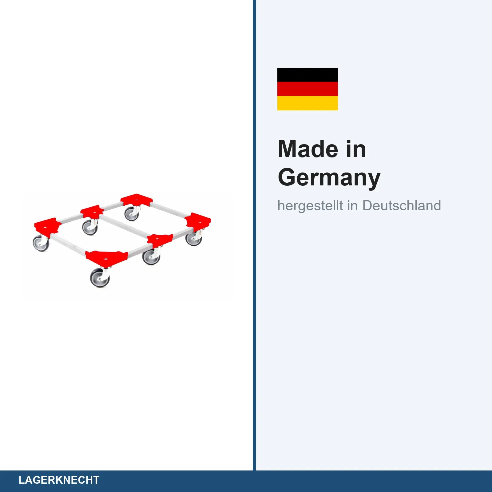 Transportroller VARIABLE - 800x600 - 1x unterteilt - Kunststoffräder 6 Lenkrollen Rot