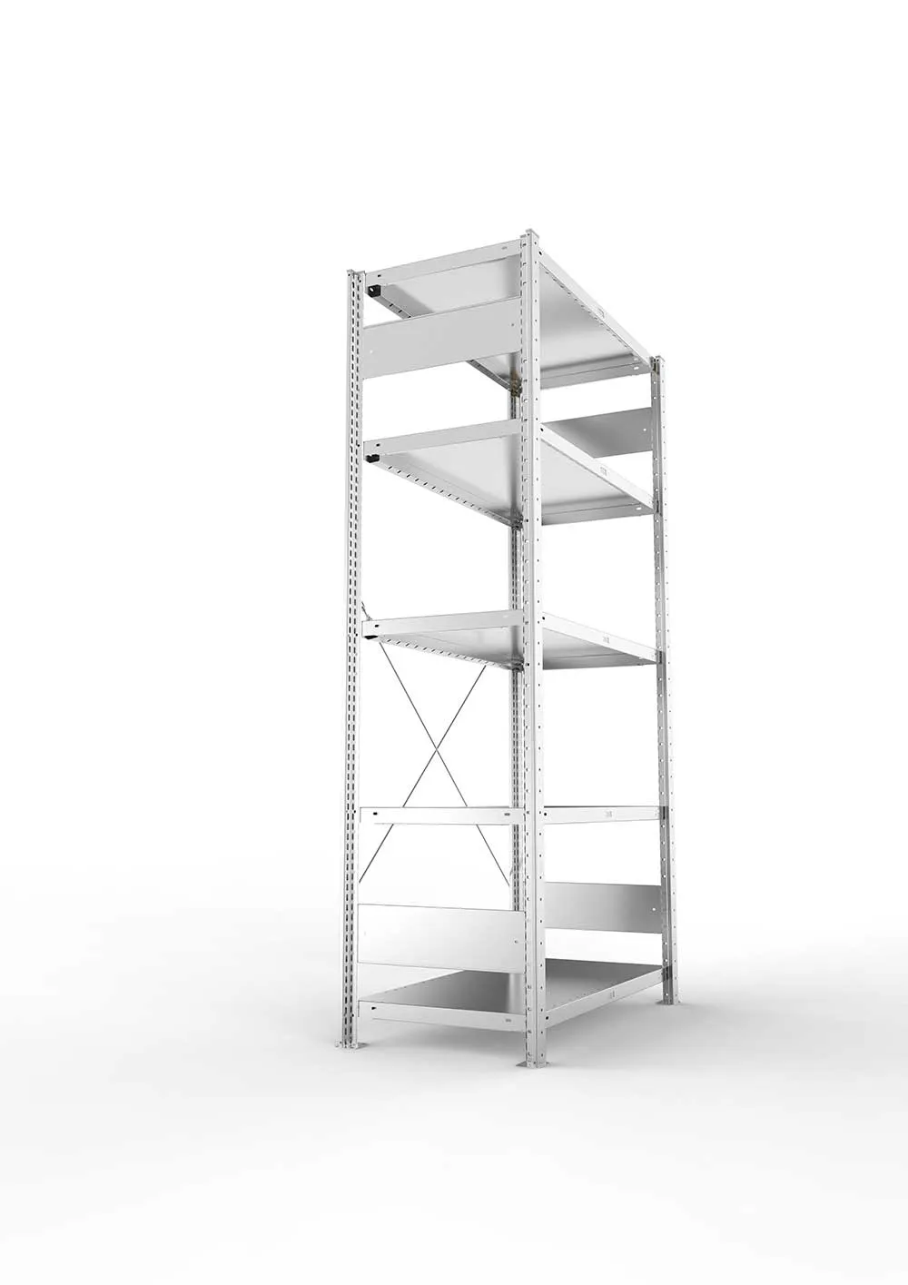 Metallregal Pro-Max Stecksystem Grundregal – 200×100×50 cm, 230 kg, verzinkt, 5 Böden