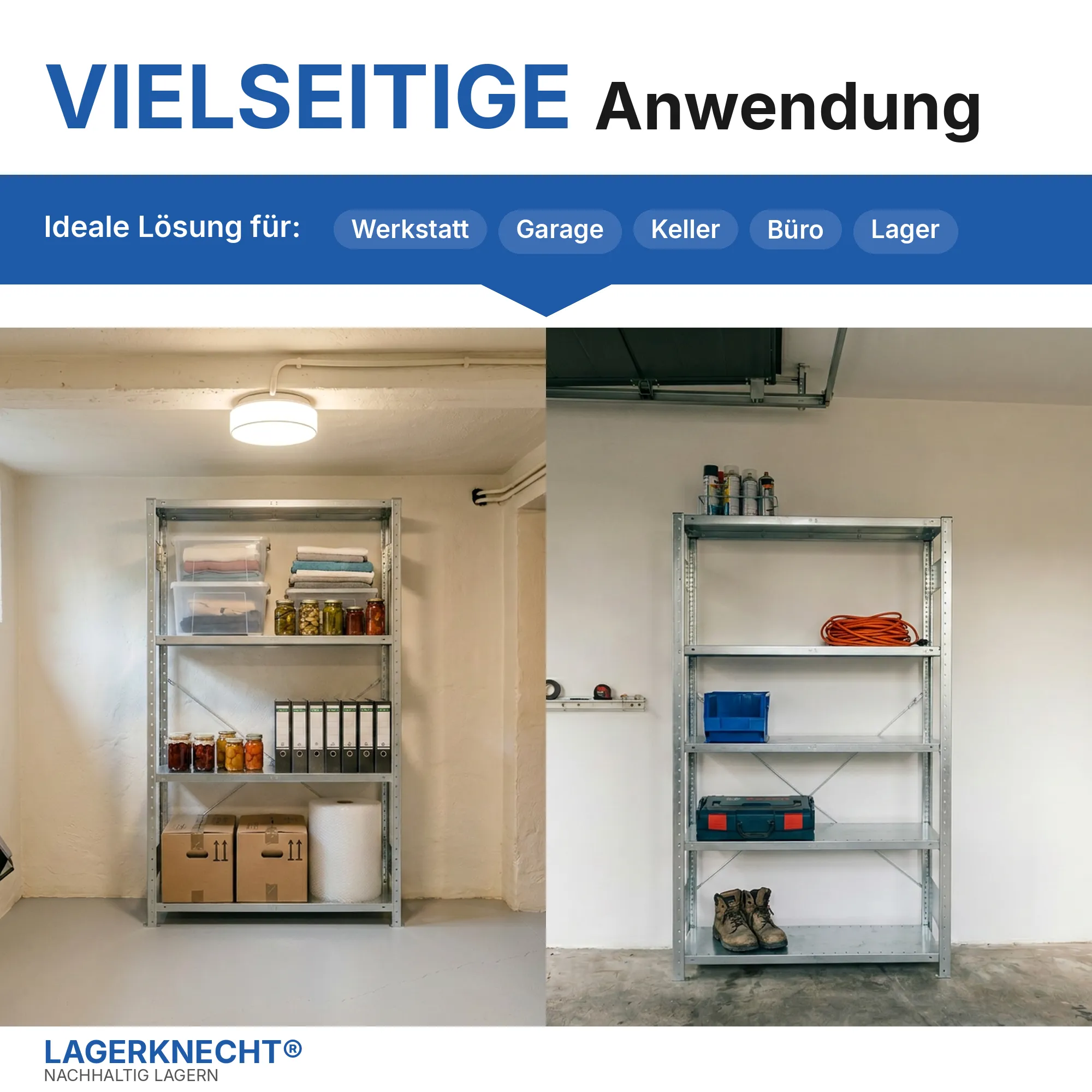 Metallregal Pro-Flex Stecksystem Grundregal – 200×130×30 cm, 230 kg, verzinkt, 4 Böden