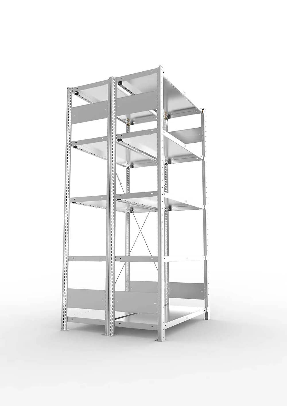 Metallregal Pro-Flex Stecksystem Doppelgrundregal – 200×100×40 cm, 230 kg, verzinkt