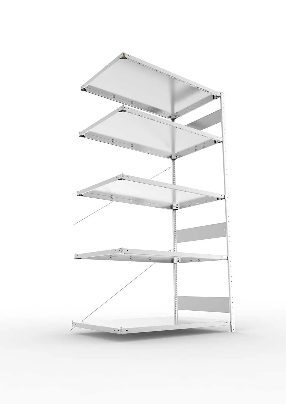 Kellerregal Pro-Flex Stecksystem Anbauregal – 250×130×80 cm, 230 kg, verzinkt, 5 Böden