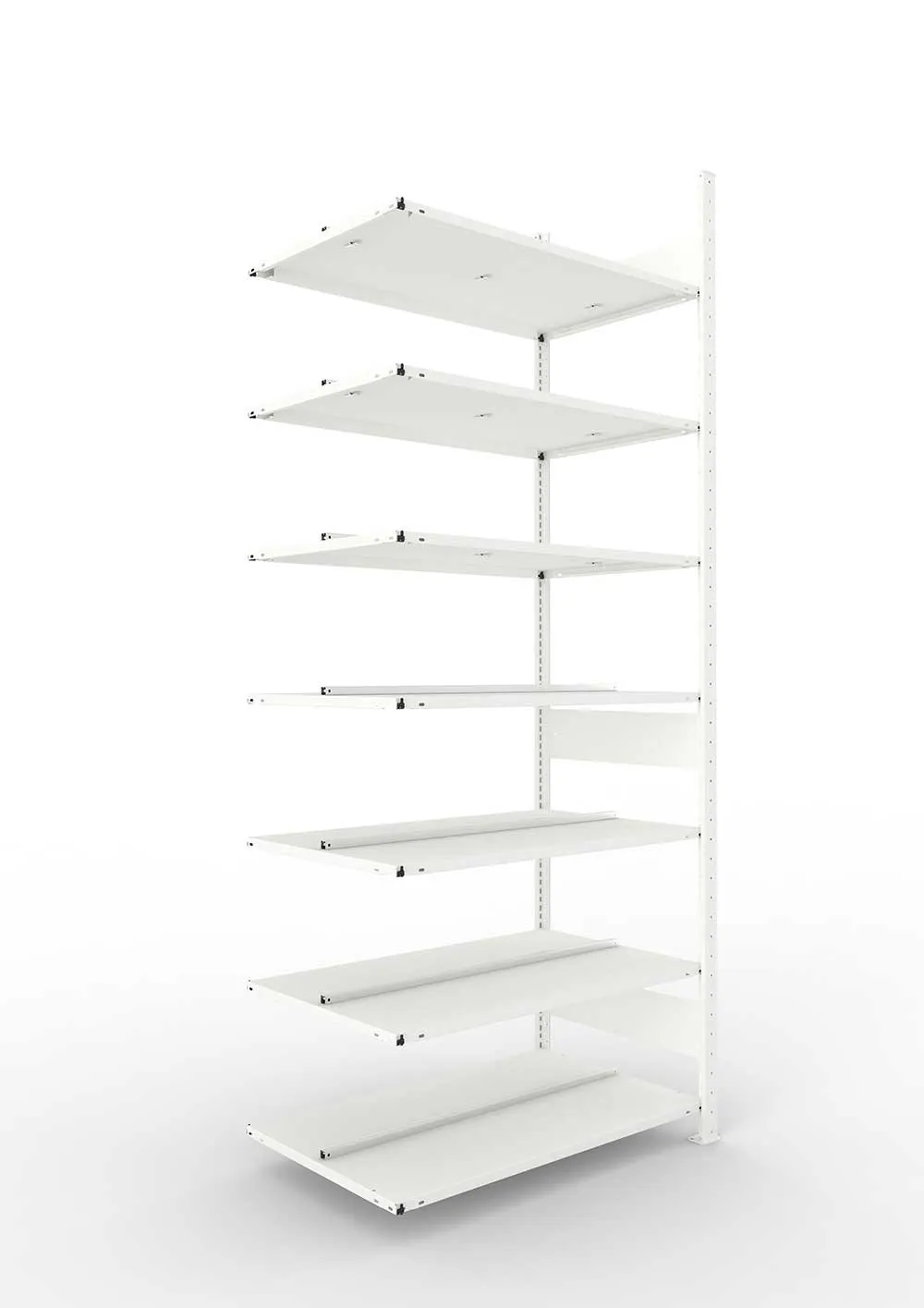 Büroregal Pro-Max Stecksystem Anbauregal – 250×100×60 cm, RAL 7035, doppelseitig