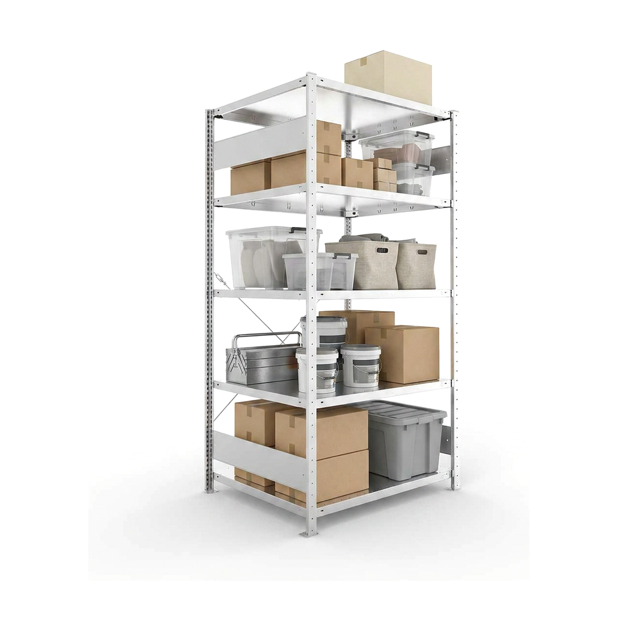 Kellerregal Pro-Flex Stecksystem Grundregal – 200×100×80 cm, 230 kg, verzinkt, 5 Böden