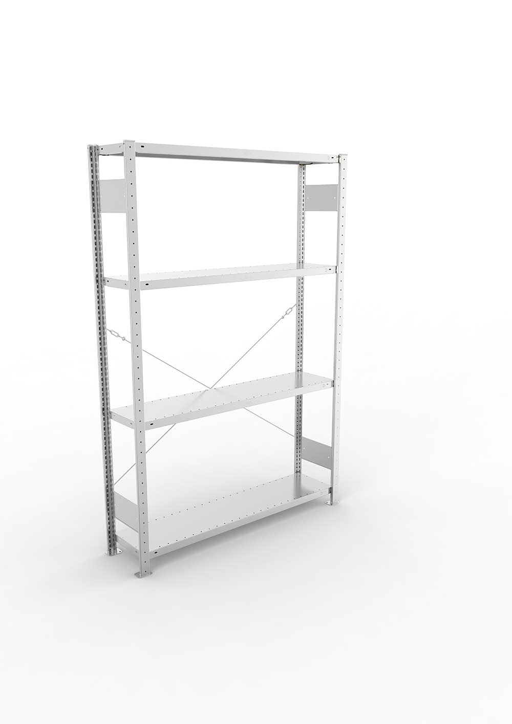 Metallregal Pro-Max Stecksystem Grundregal – 200×130×30 cm, 230 kg, verzinkt, 4 Böden