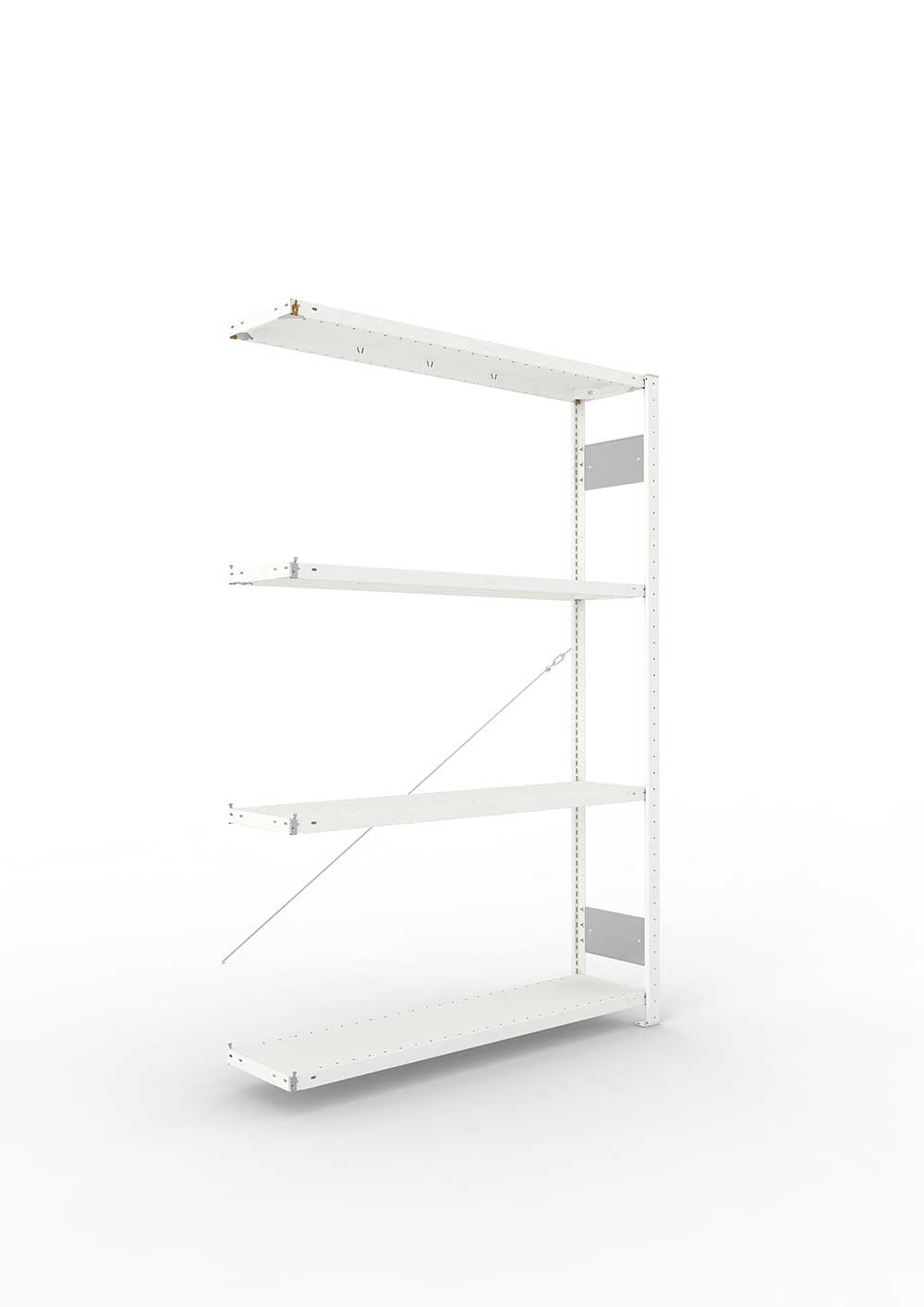 Metallregal Pro-Flex Stecksystem Anbauregal – 200×130×30 cm, 230 kg, RAL 7035, 4 Böden