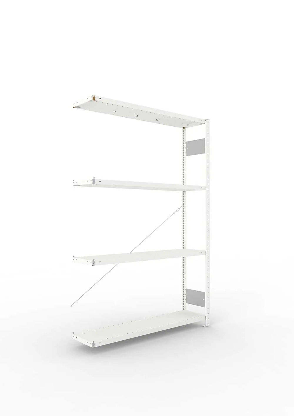 Metallregal Pro-Flex Stecksystem Anbauregal – 200×130×30 cm, 230 kg, RAL 7035, 4 Böden