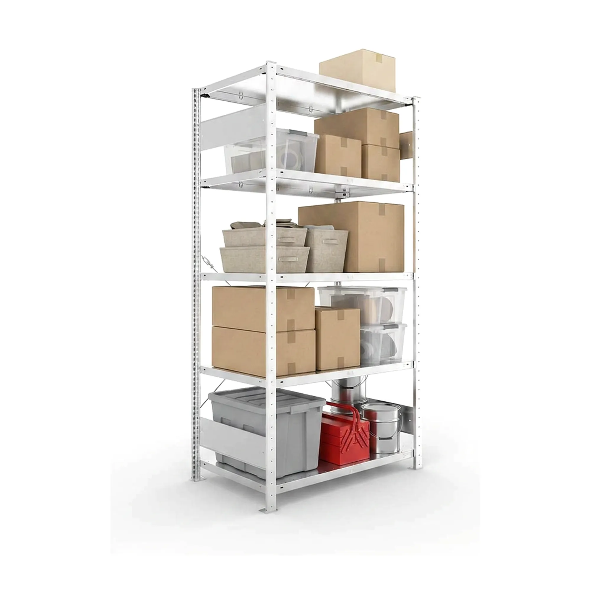Metallregal Pro-Flex Stecksystem Grundregal – 200×100×60 cm, 150 kg, verzinkt, 5 Böden