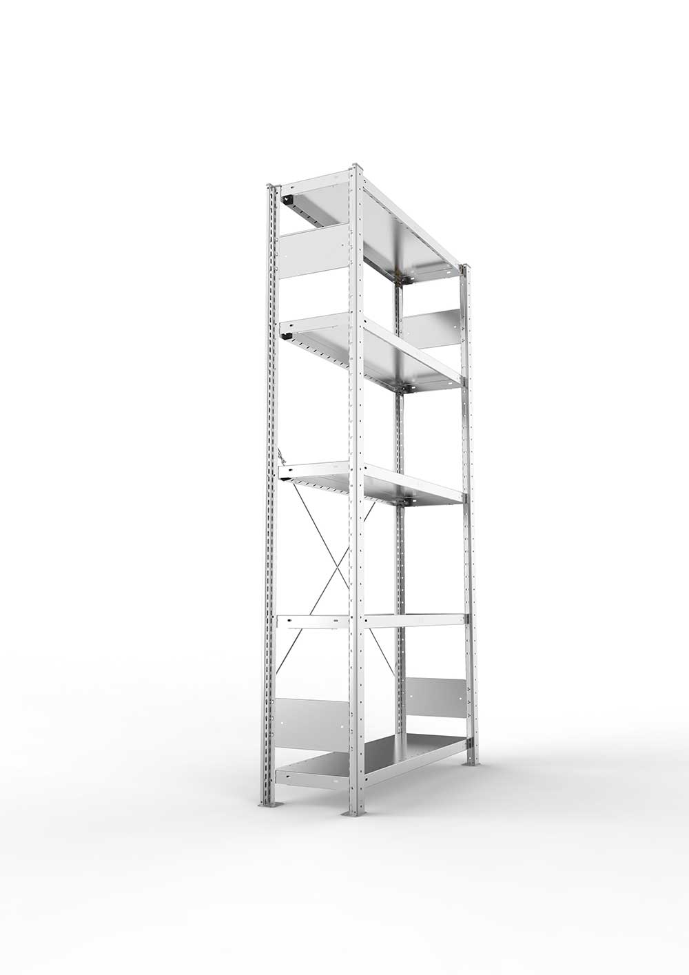 Metallregal Pro-Flex Stecksystem Grundregal – 200×100×30 cm, 230 kg, verzinkt, 5 Böden