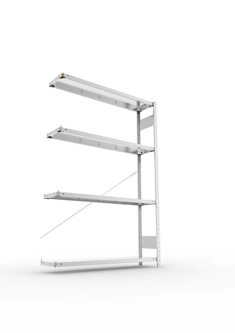 Metallregal Pro-Max Stecksystem Anbauregal – 200×130×30 cm, 230 kg, verzinkt, 4 Böden