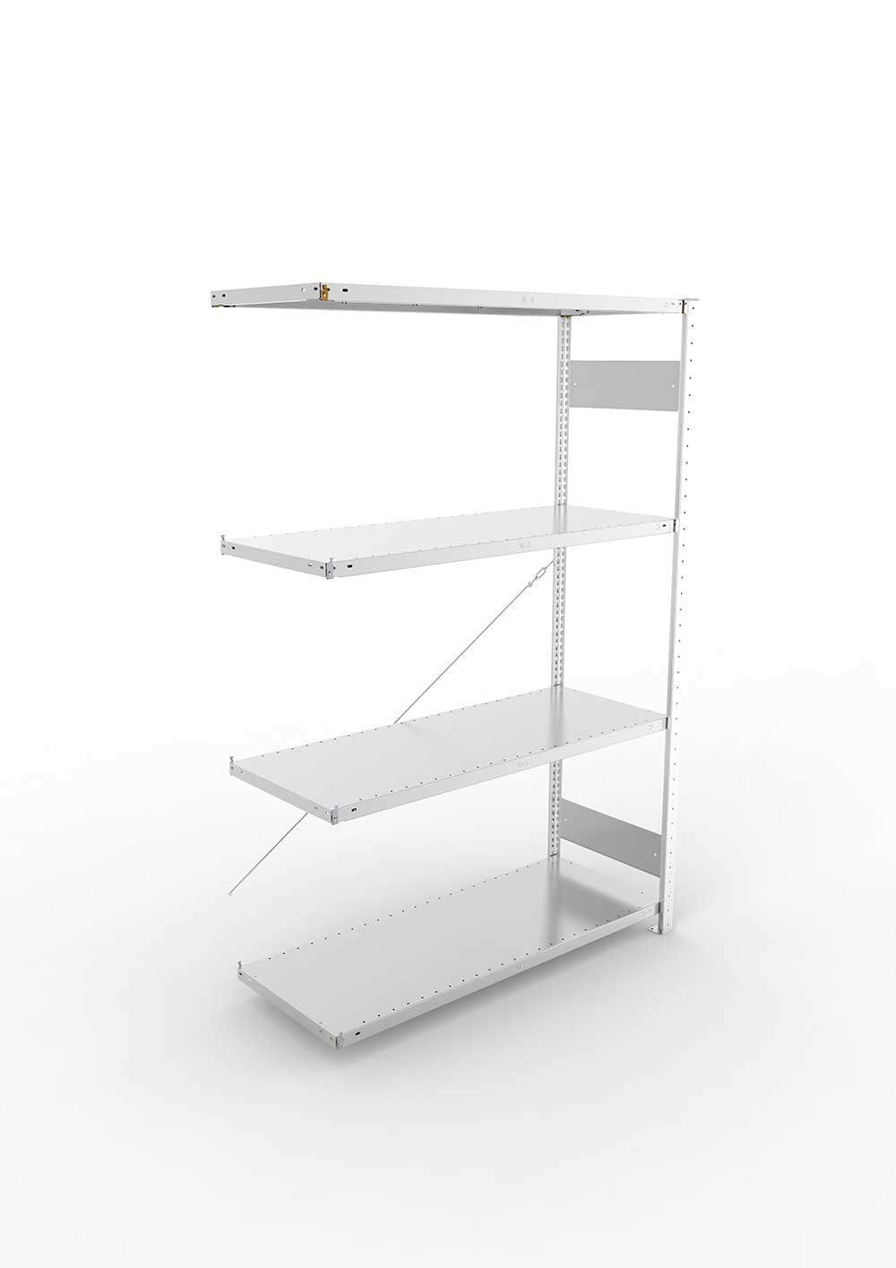 Metallregal Pro-Flex Stecksystem Anbauregal – 200×130×50 cm, 230 kg, verzinkt, 4 Böden