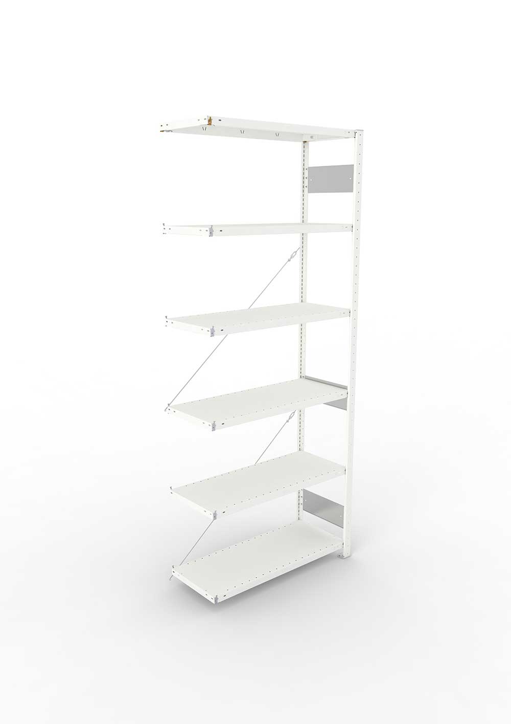 Metallregal Pro-Flex Stecksystem Anbauregal – 250×100×40 cm, 150 kg, RAL 7035, 6 Böden