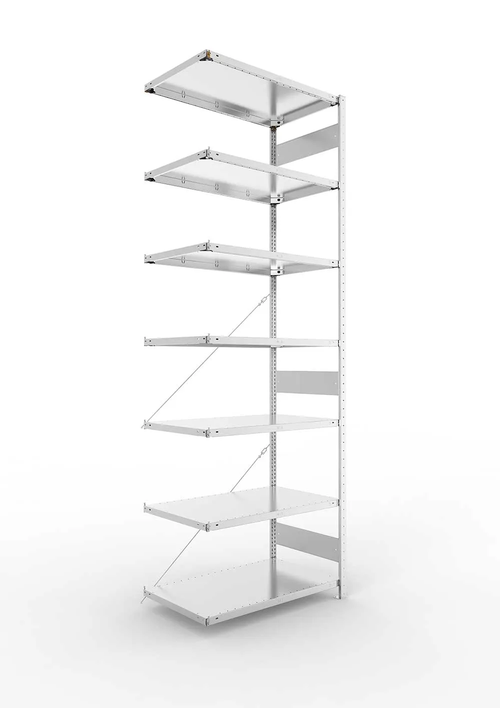Metallregal Pro-Max Stecksystem Anbauregal – 300×100×60 cm, 150 kg, verzinkt, 7 Böden