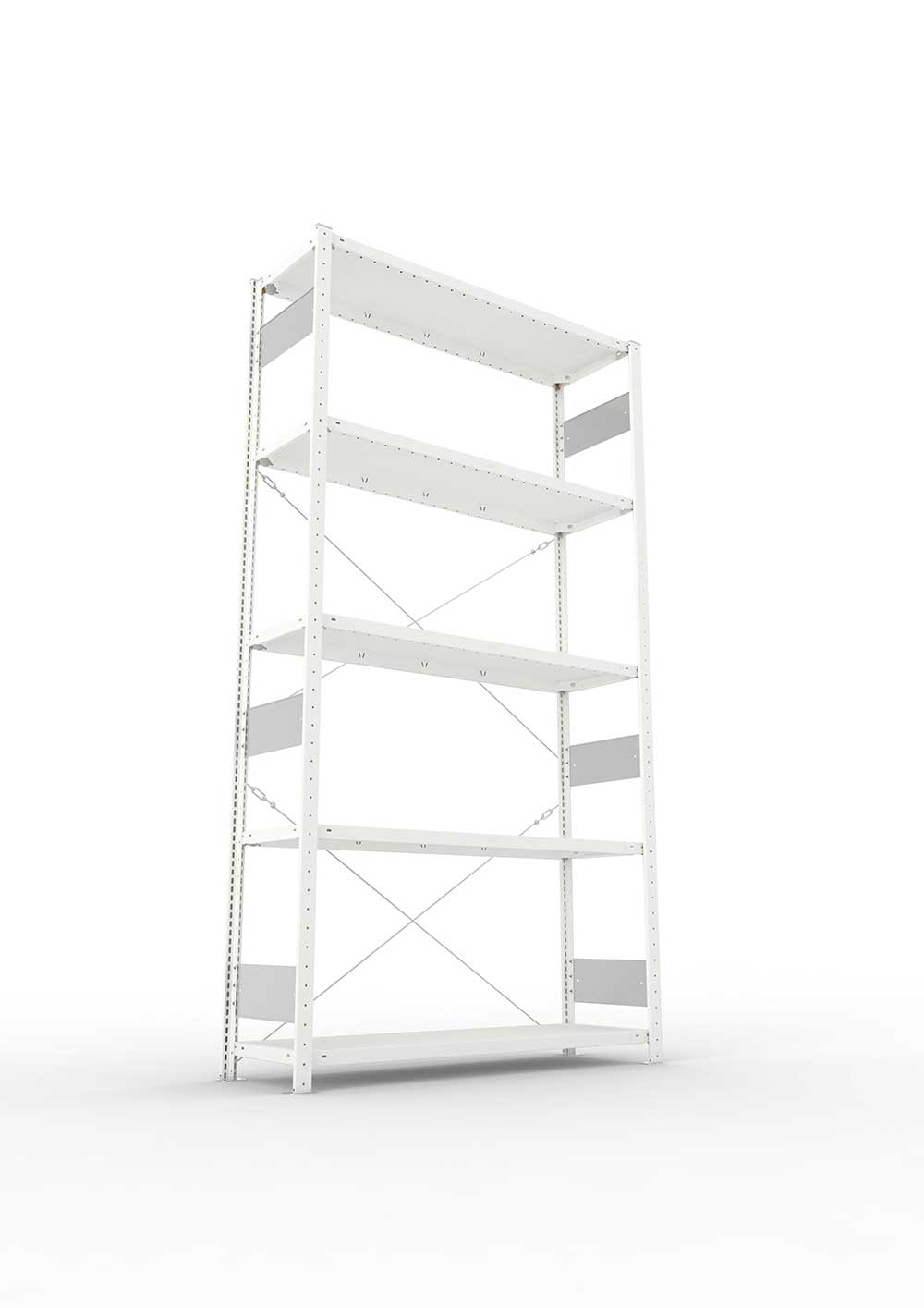 Metallregal Pro-Flex Stecksystem Grundregal – 250×130×40 cm, 230 kg, RAL 7035, 5 Böden