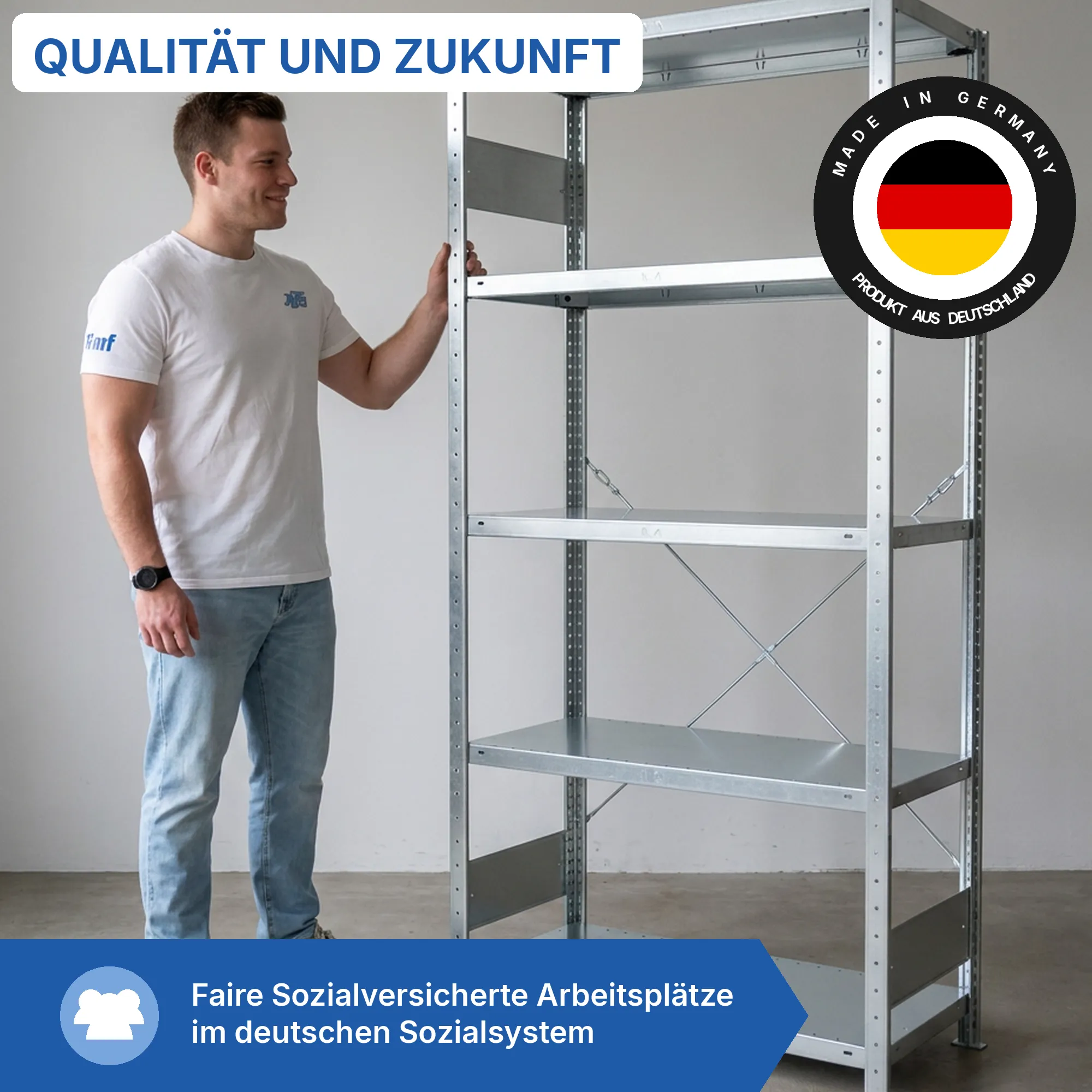 Kellerregal Pro-Flex Stecksystem Grundregal – 200×100×50 cm, 150 kg, verzinkt, 5 Böden