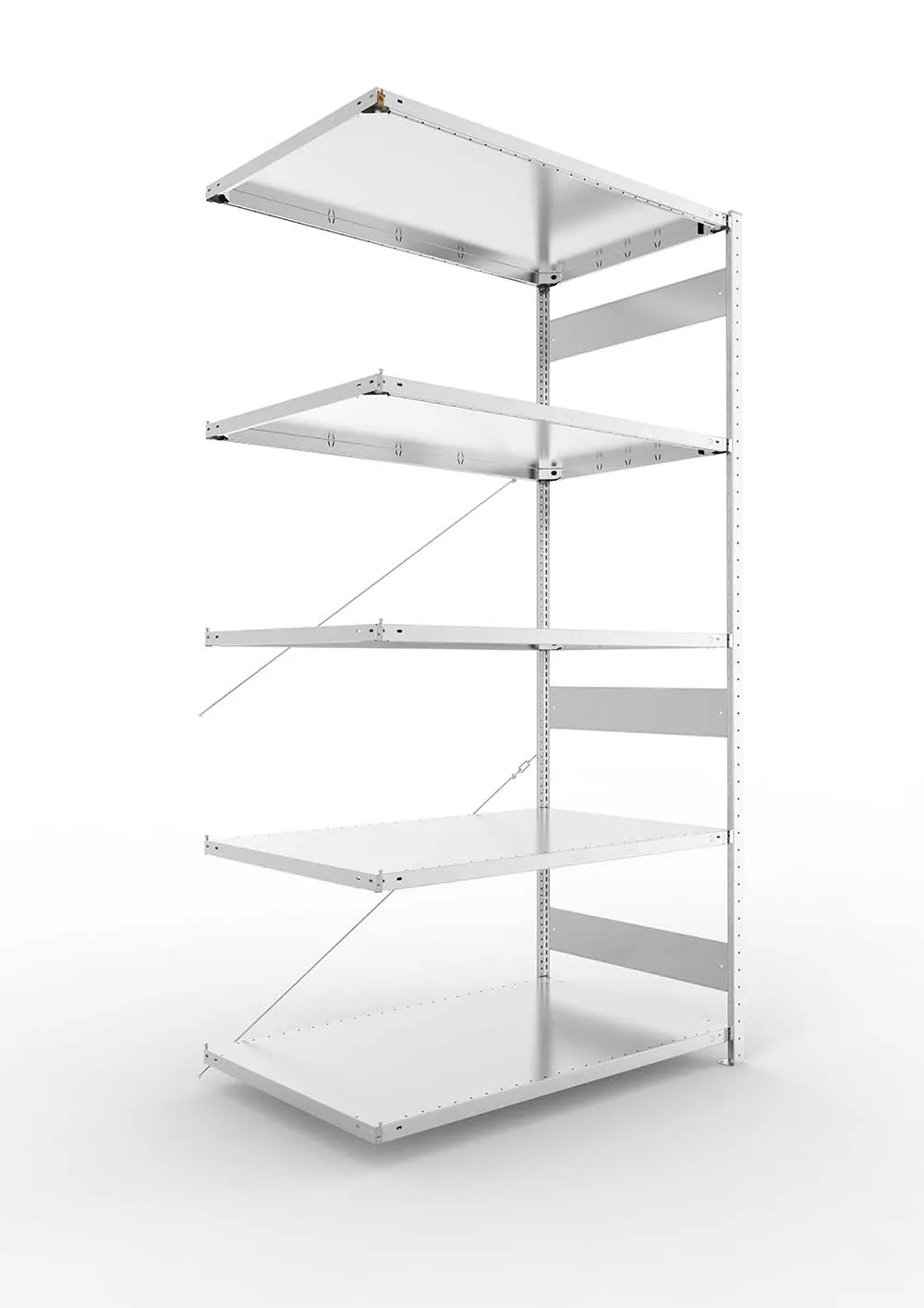 Metallregal Pro-Max Stecksystem Anbauregal – 250×130×80 cm, 230 kg, verzinkt, 5 Böden