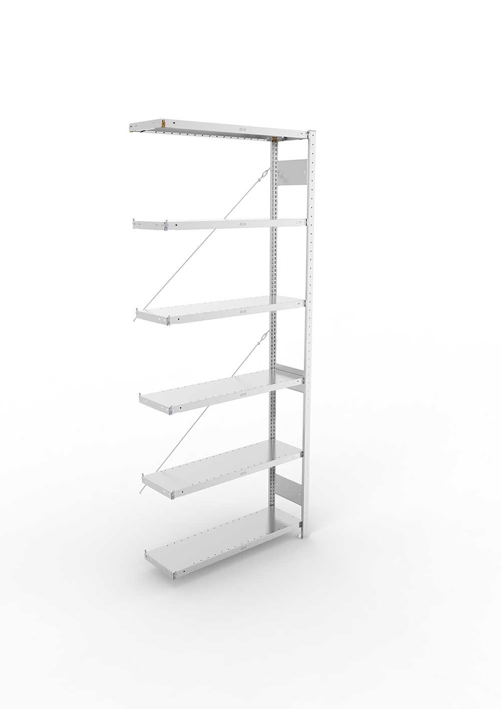 Metallregal Pro-Max Stecksystem Anbauregal – 250×100×30 cm, 230 kg, verzinkt, 6 Böden