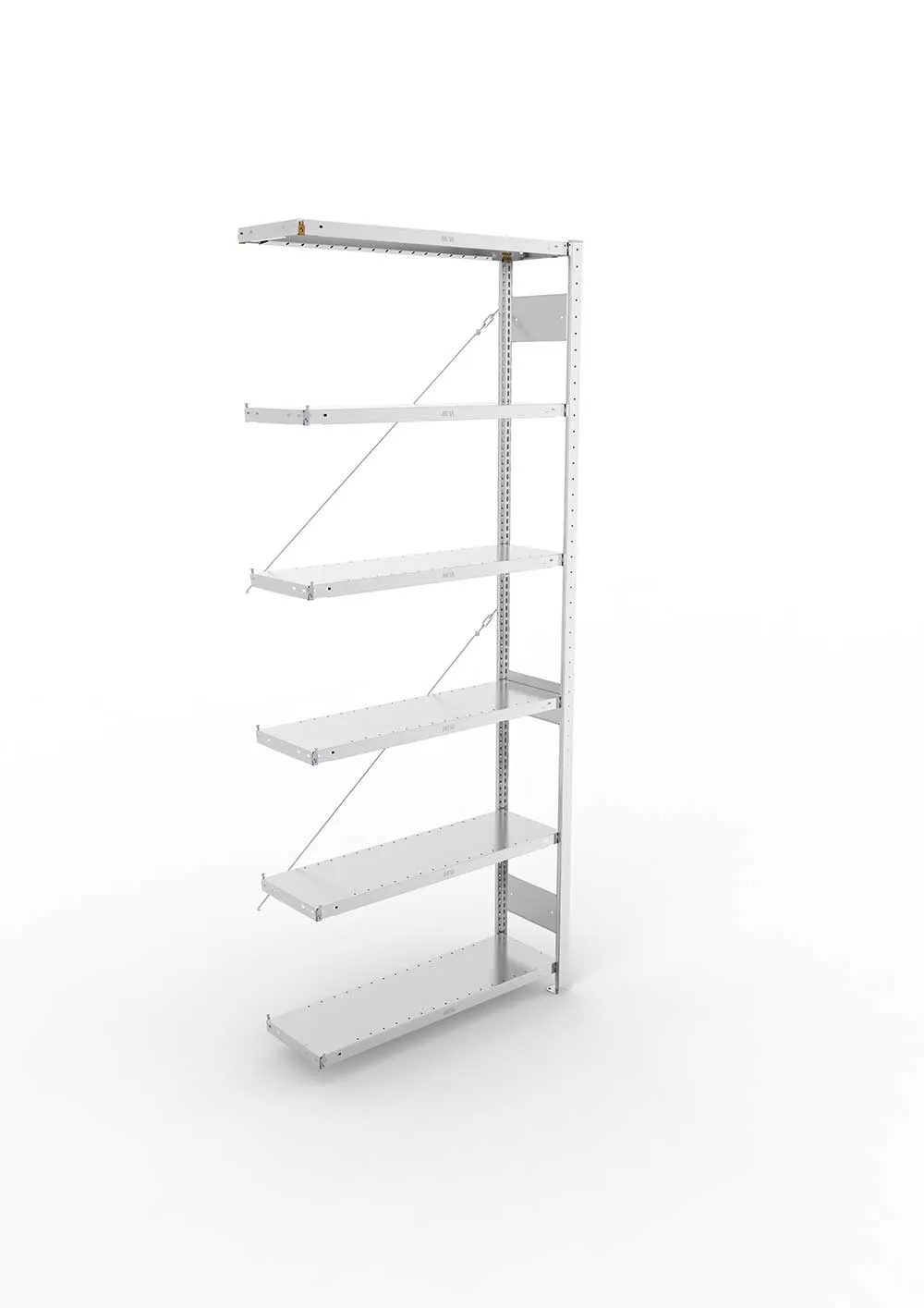 Metallregal Pro-Max Stecksystem Anbauregal – 250×100×30 cm, 230 kg, verzinkt, 6 Böden