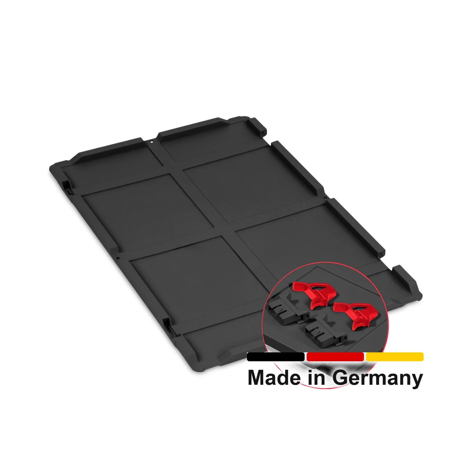 Scharnierdeckel Set 600 x 400 für Eurobox NextGen 2.0 Cycle - Anthrazit - inkl. 2 rote Schiebeschnappverschlüsse