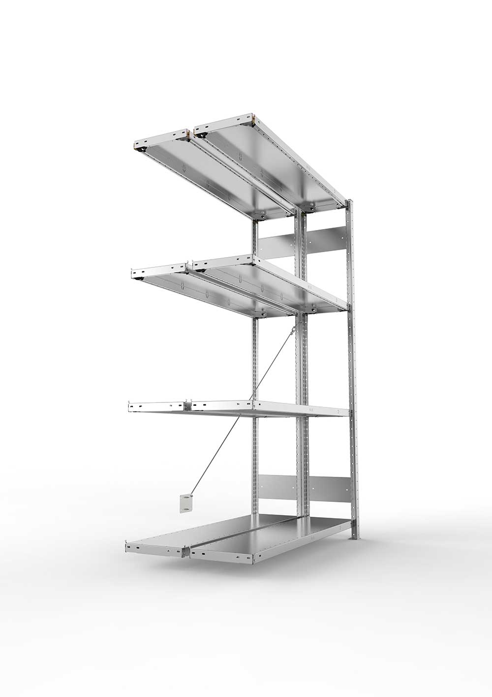 Metallregal Pro-Max Stecksystem Doppelanbauregal – 200×130×30 cm, 230 kg, verzinkt