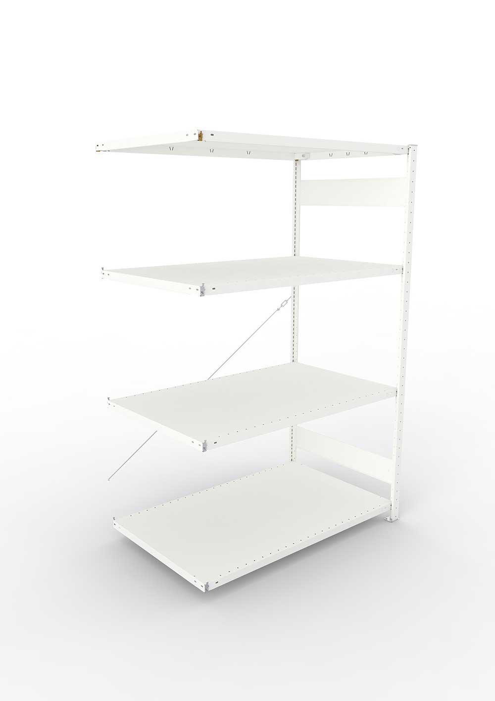 Metallregal Pro-Max Stecksystem Anbauregal – 200×130×80 cm, 230 kg, RAL 7035, 4 Böden