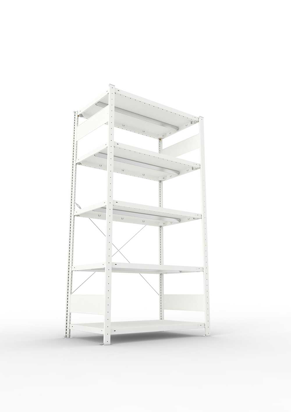 Metallregal Pro-Max Stecksystem Grundregal – 200×100×60 cm, 330 kg, RAL 7035, 5 Böden