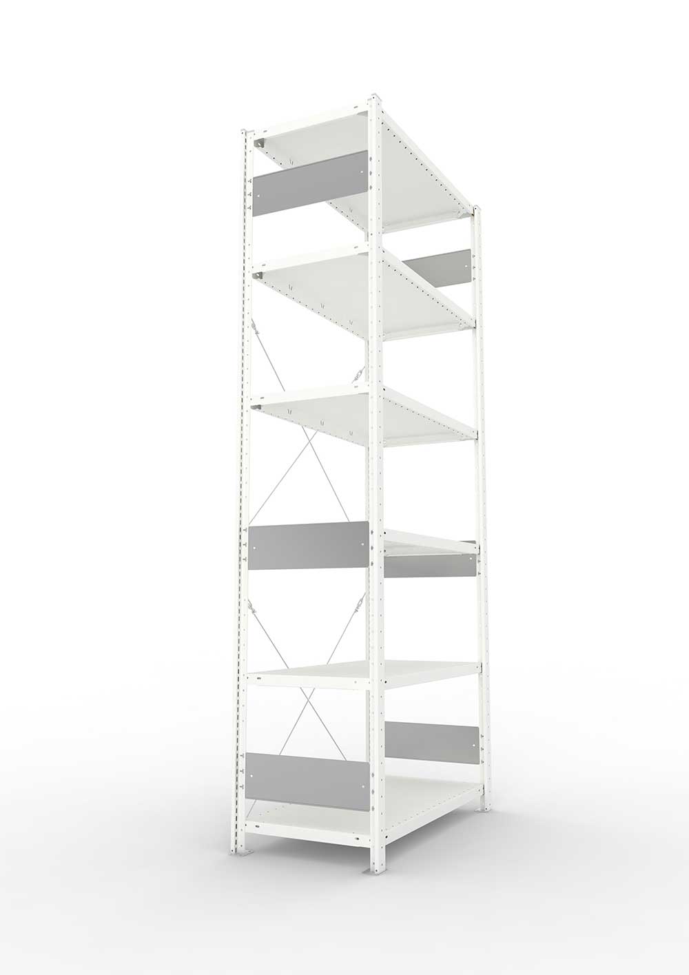 Metallregal Pro-Flex Stecksystem Grundregal – 250×100×50 cm, 150 kg, RAL 7035, 6 Böden