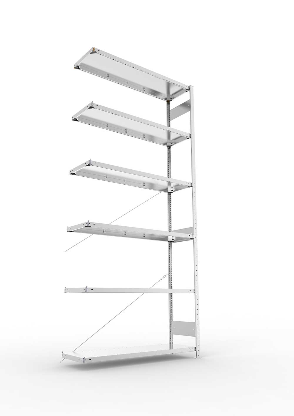 Metallregal Pro-Max Stecksystem Anbauregal – 300×130×40 cm, 230 kg, verzinkt, 6 Böden