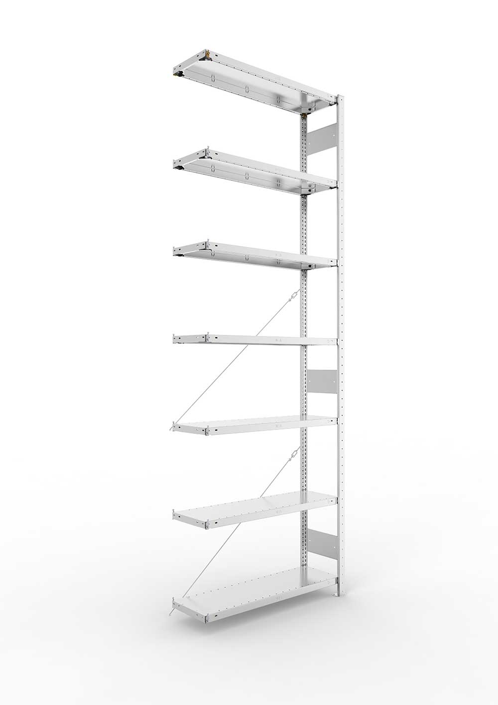 Metallregal Pro-Max Stecksystem Anbauregal – 300×100×30 cm, 150 kg, verzinkt, 7 Böden
