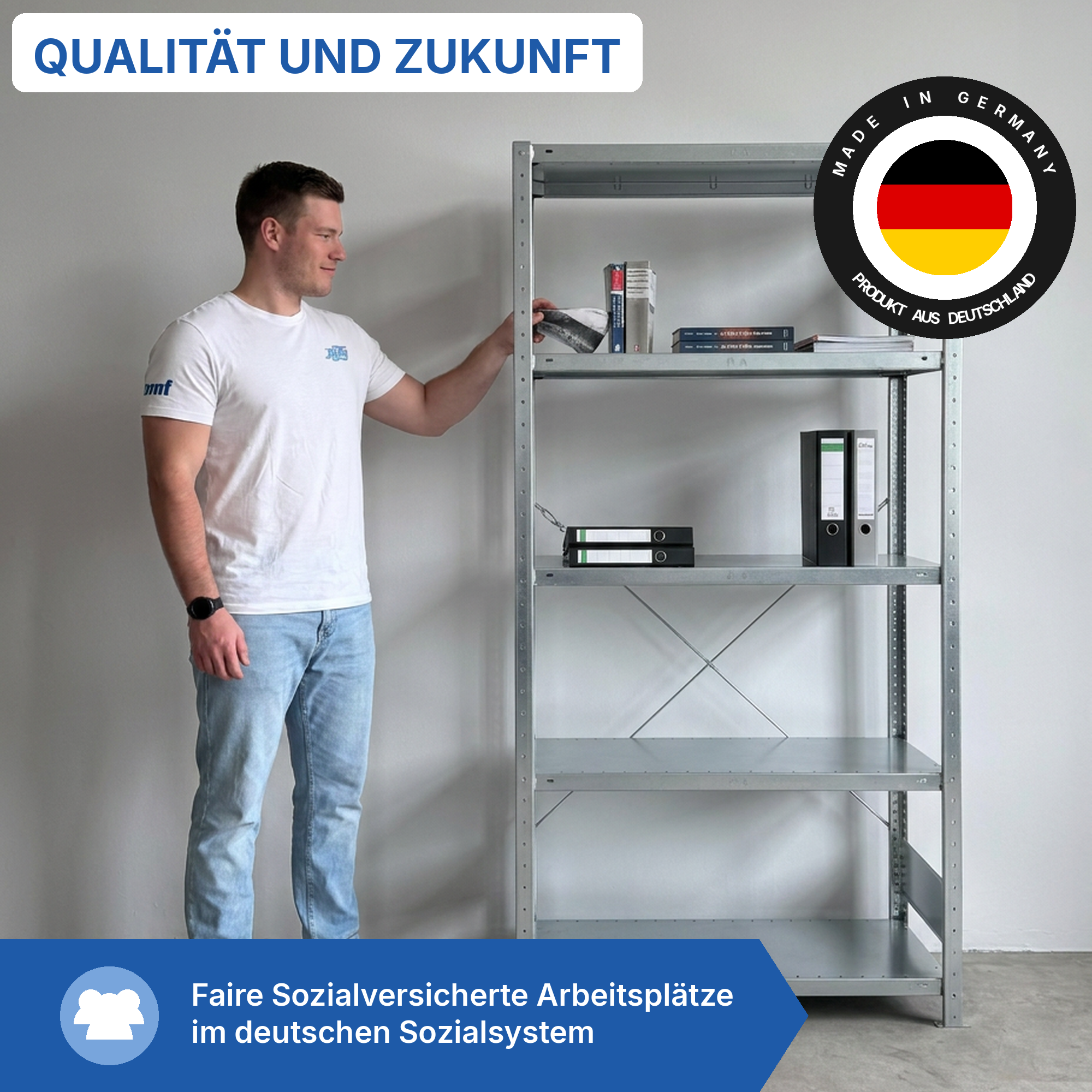 Kellerregal Pro-Flex Stecksystem Grundregal – 200×100×60 cm, 150 kg, verzinkt, 5 Böden