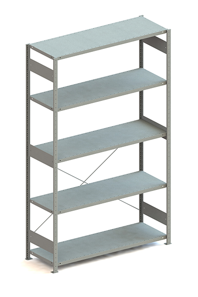 Metallregal Pro-Max Stecksystem Grundregal – 250×150×50 cm, 200 kg, verzinkt, 5 Böden