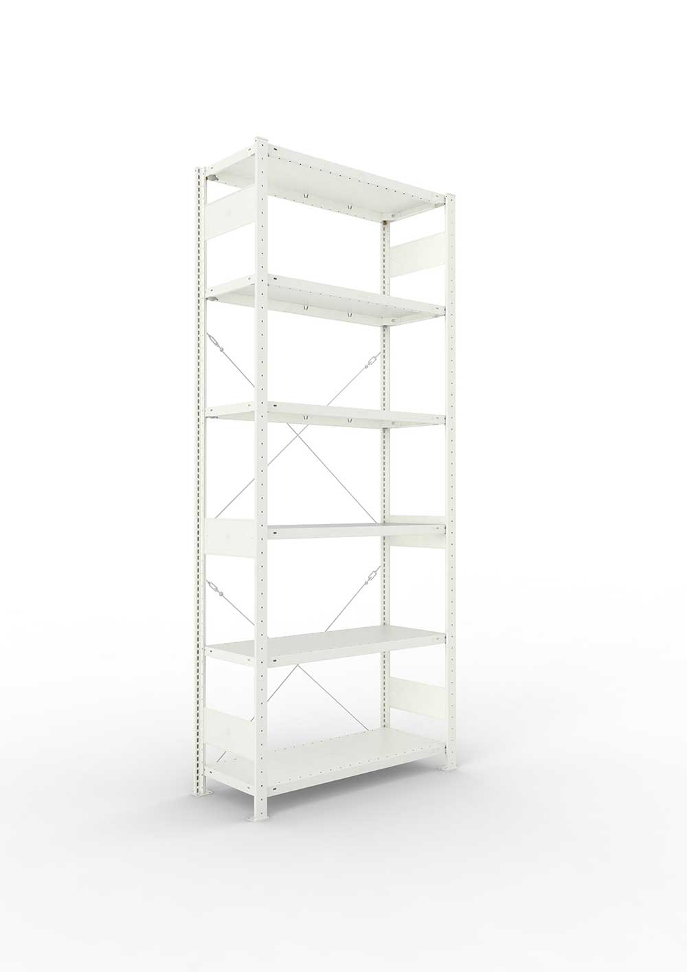 Metallregal Pro-Max Stecksystem Grundregal – 250×100×40 cm, 150 kg, RAL 7035, 6 Böden