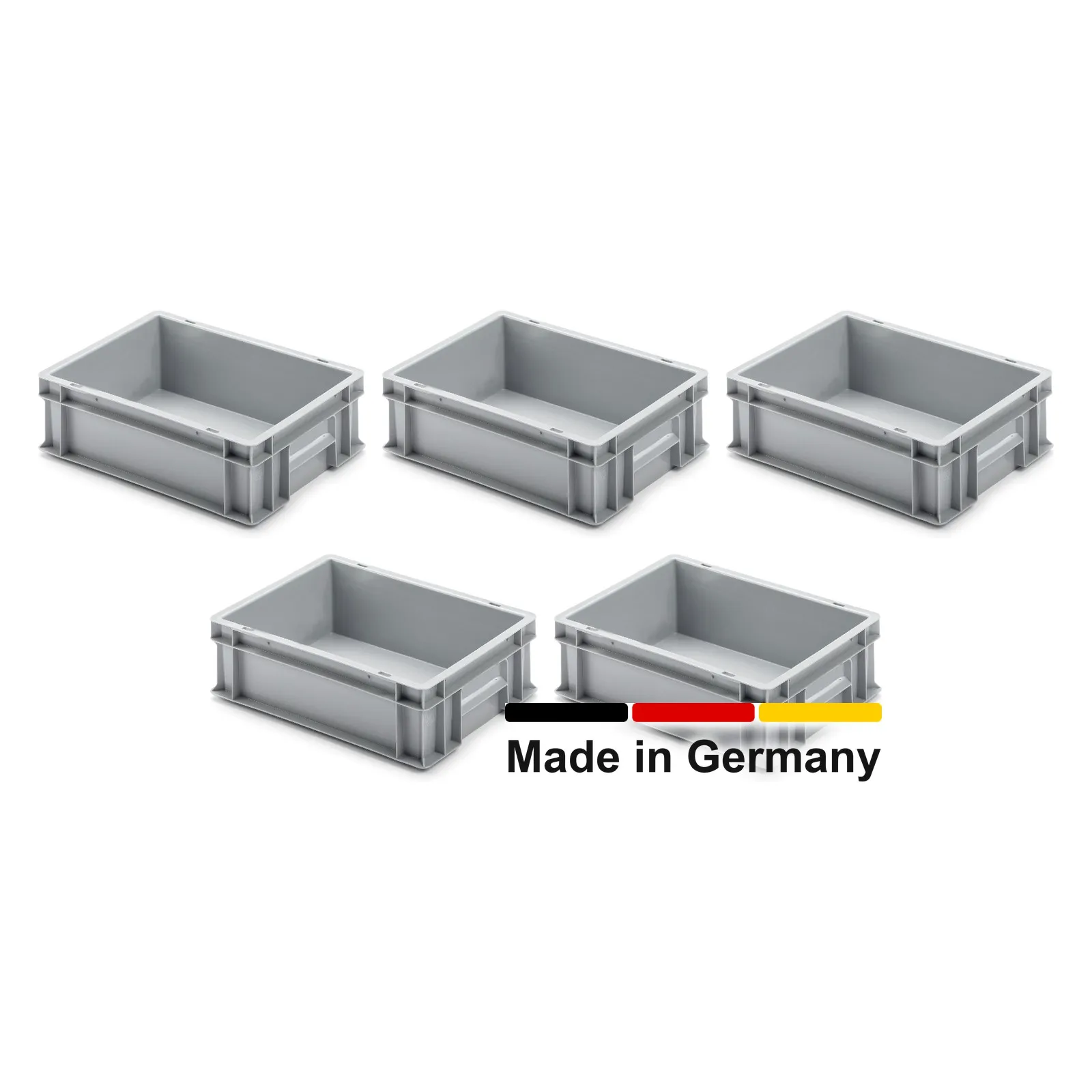 5x Eurobox 40x30x12 cm - UNISTA, Griffe geschlossen