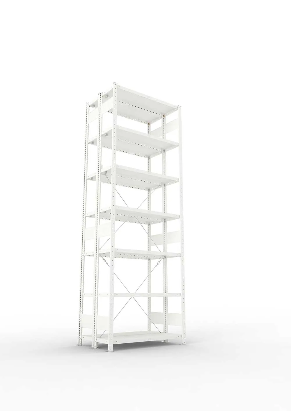 Metallregal Pro-Max Stecksystem Doppelgrundregal – 300×100×30 cm, 230 kg, RAL 7035