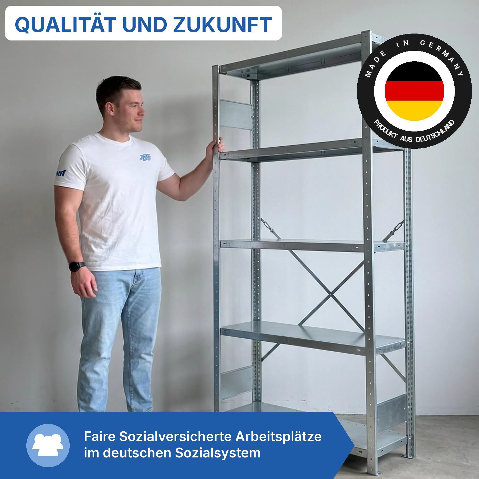 Kellerregal Pro-Flex Stecksystem Grundregal – 200×100×30 cm, 150 kg, verzinkt, 5 Böden