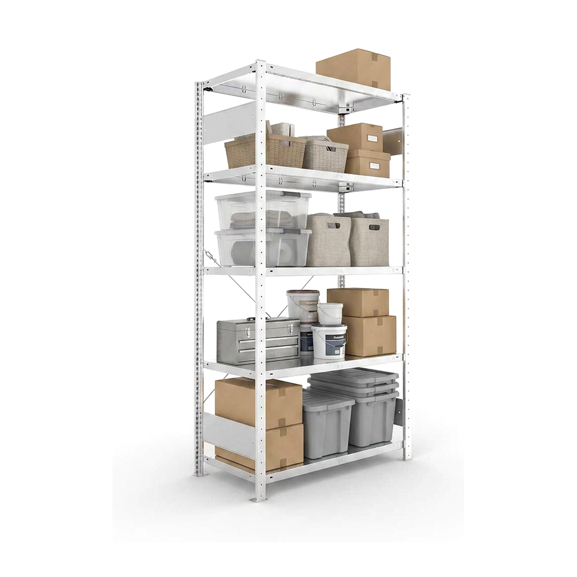 Kellerregal Pro-Flex Stecksystem Grundregal – 200×100×50 cm, 150 kg, verzinkt, 5 Böden
