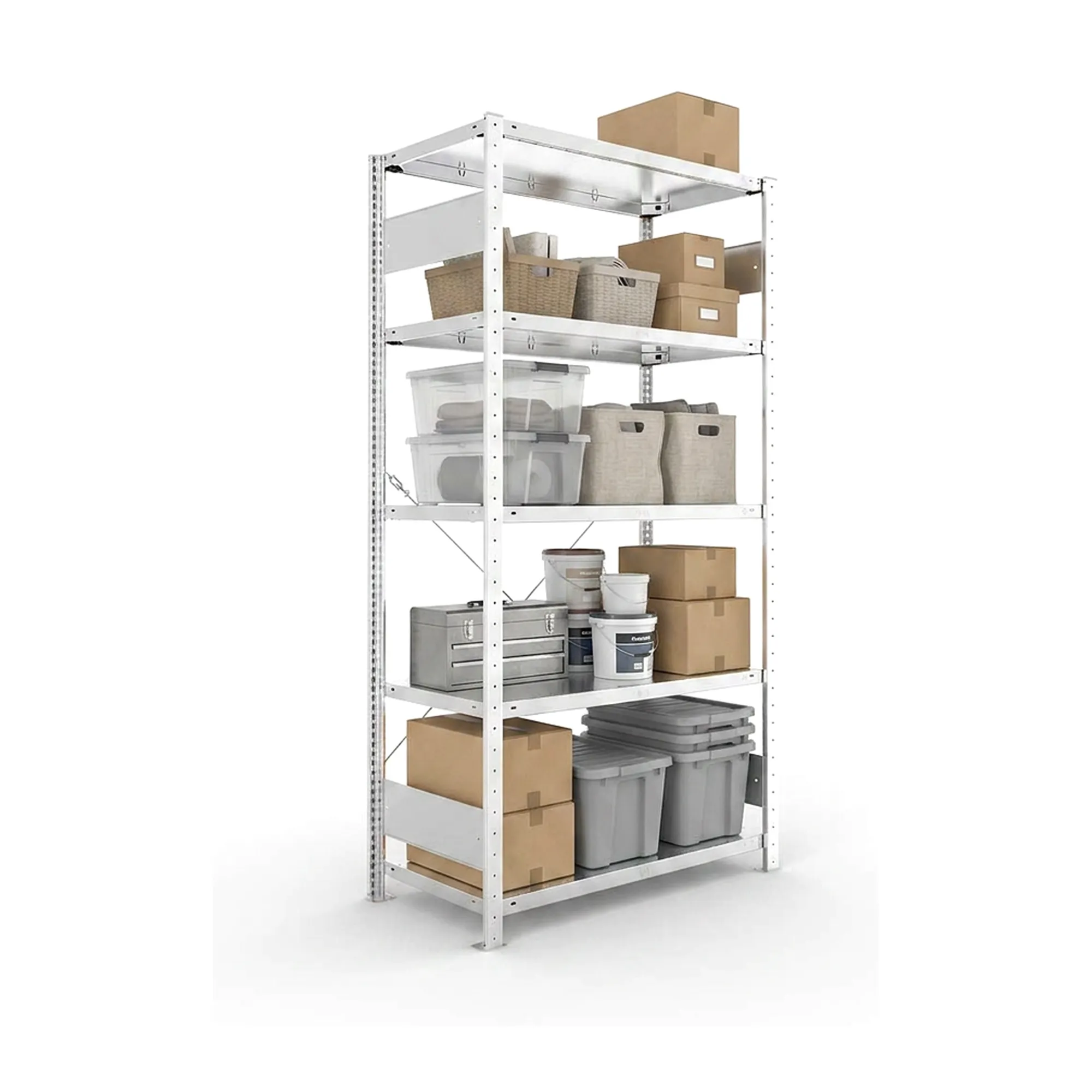 Kellerregal Pro-Flex Stecksystem Grundregal – 200×100×50 cm, 150 kg, verzinkt, 5 Böden