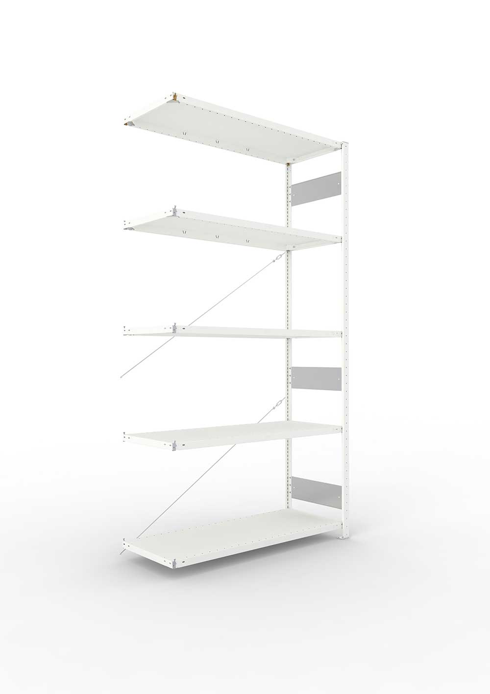 Metallregal Pro-Flex Stecksystem Anbauregal – 250×130×50 cm, 230 kg, RAL 7035, 5 Böden