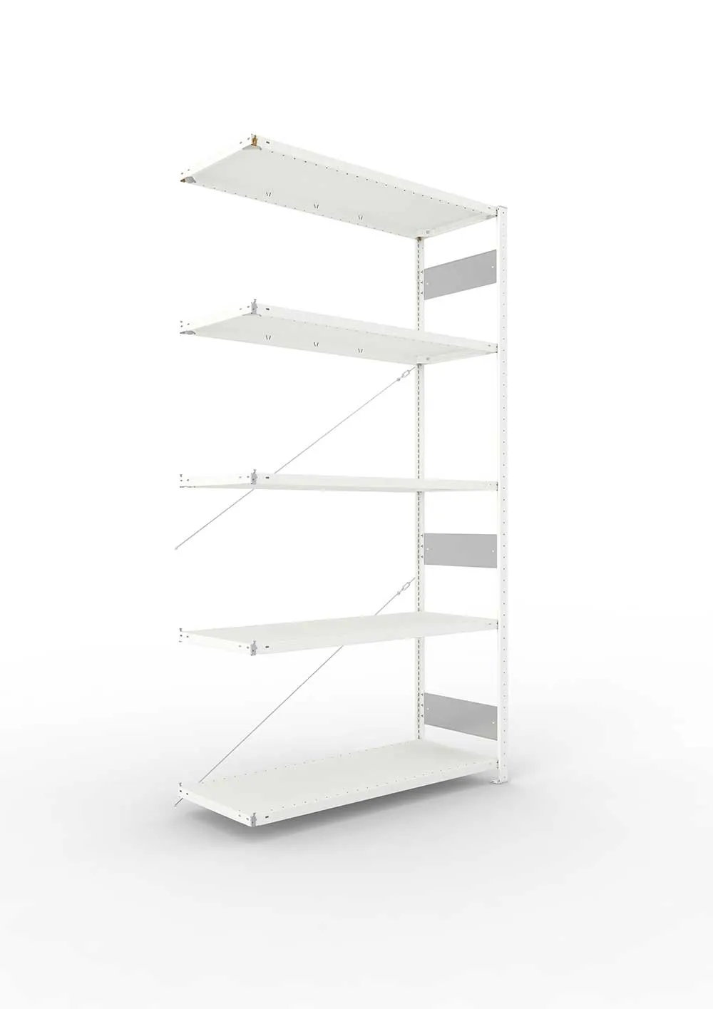 Metallregal Pro-Flex Stecksystem Anbauregal – 250×130×50 cm, 230 kg, RAL 7035, 5 Böden