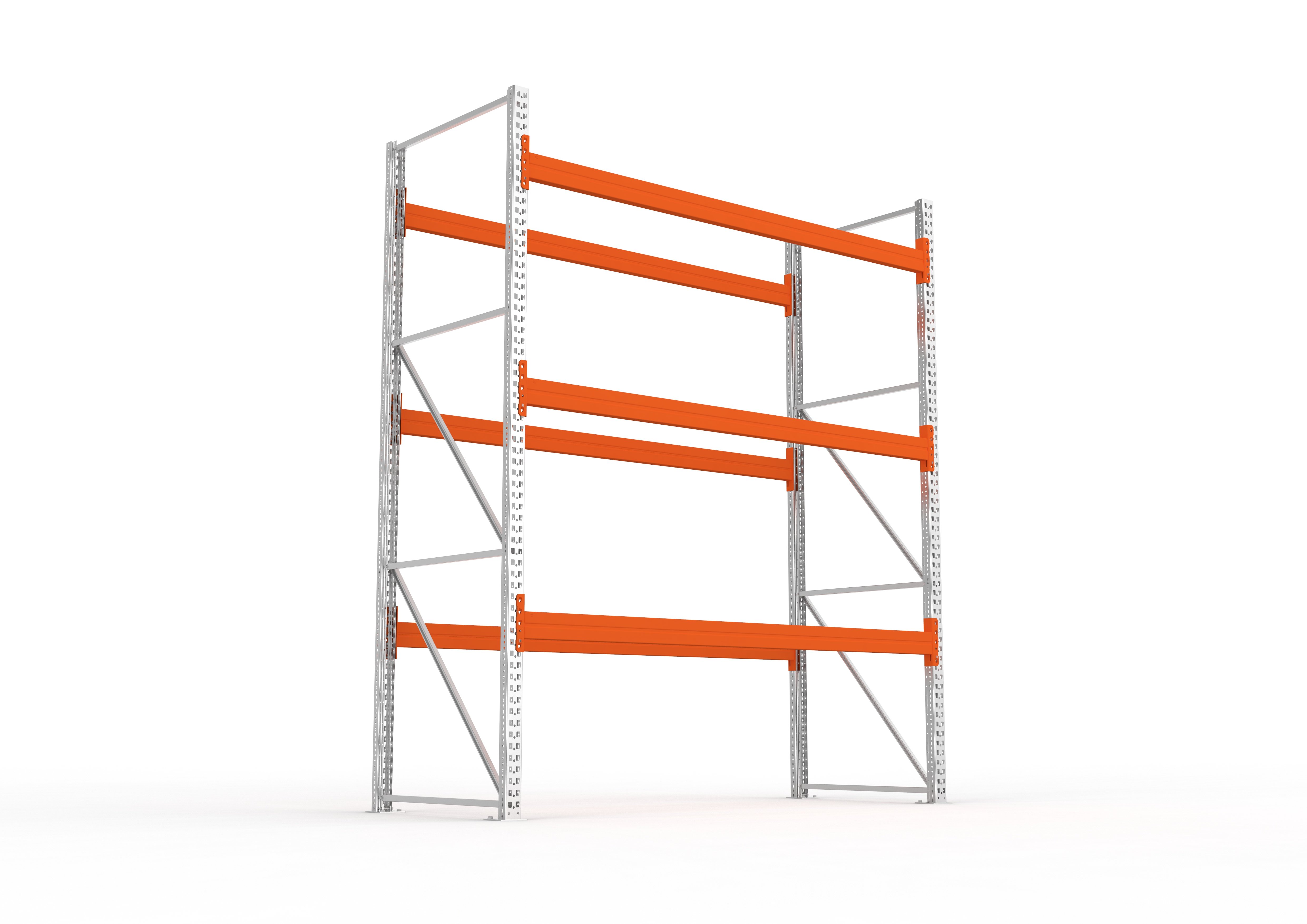 Palettenregal Patronum Grundregal 3300 x 2870 x 1100 bis 1000 Kg Palettengewicht vzk / RAL 2001 kpl. mit 4 Lagerebenen ( 1 Feld )