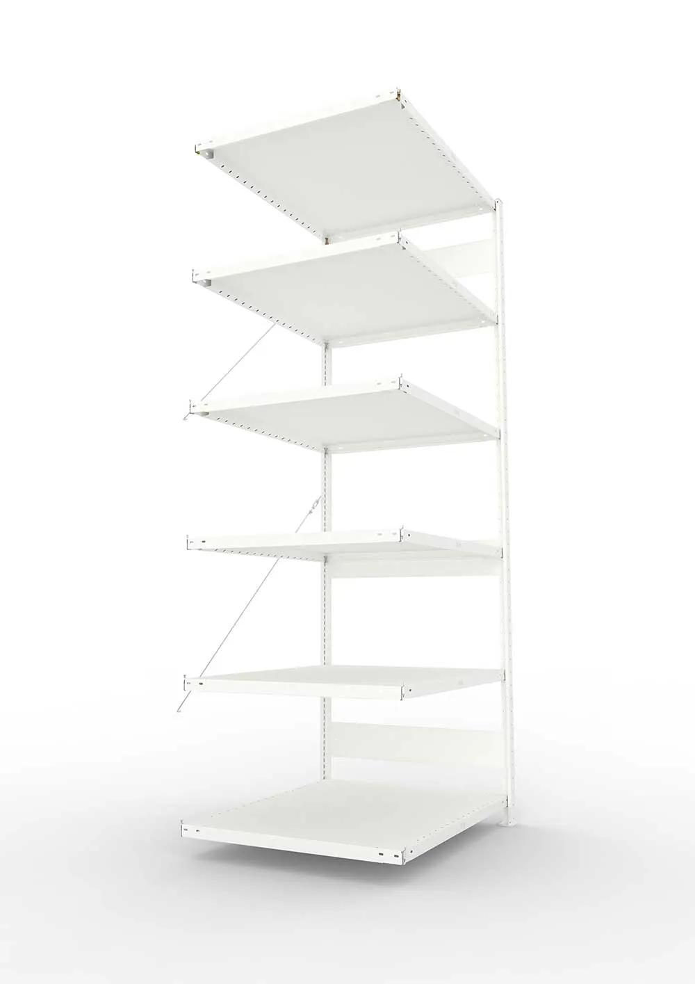 Metallregal Pro-Max Stecksystem Anbauregal – 250×100×80 cm, 230 kg, RAL 7035, 6 Böden