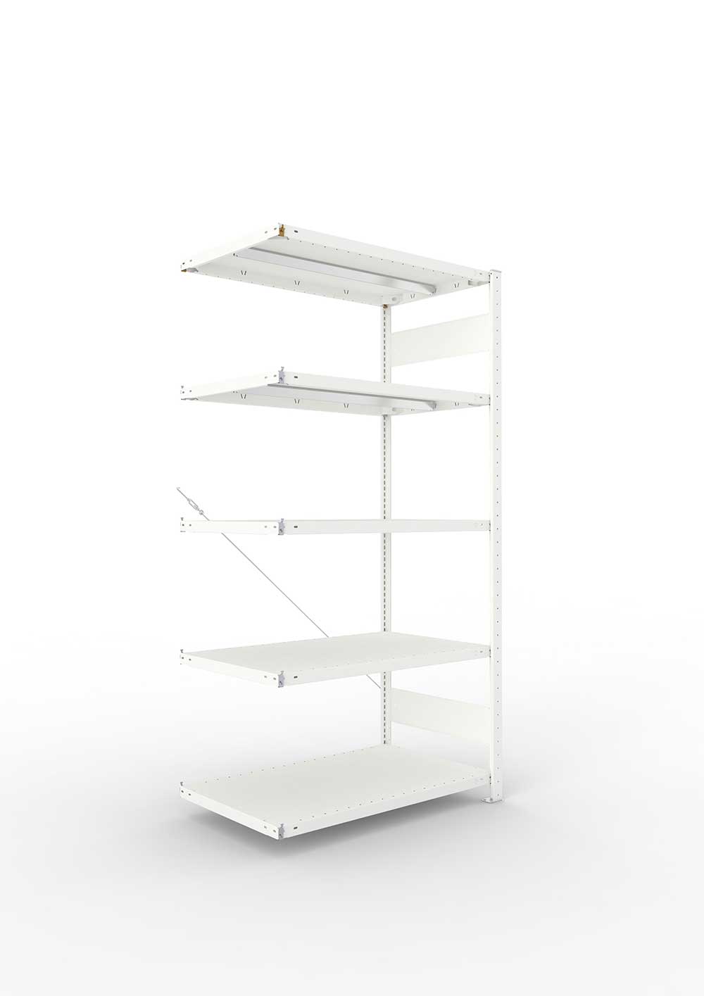 Metallregal Pro-Max Stecksystem Anbauregal – 200×100×60 cm, 330 kg, RAL 7035, 5 Böden