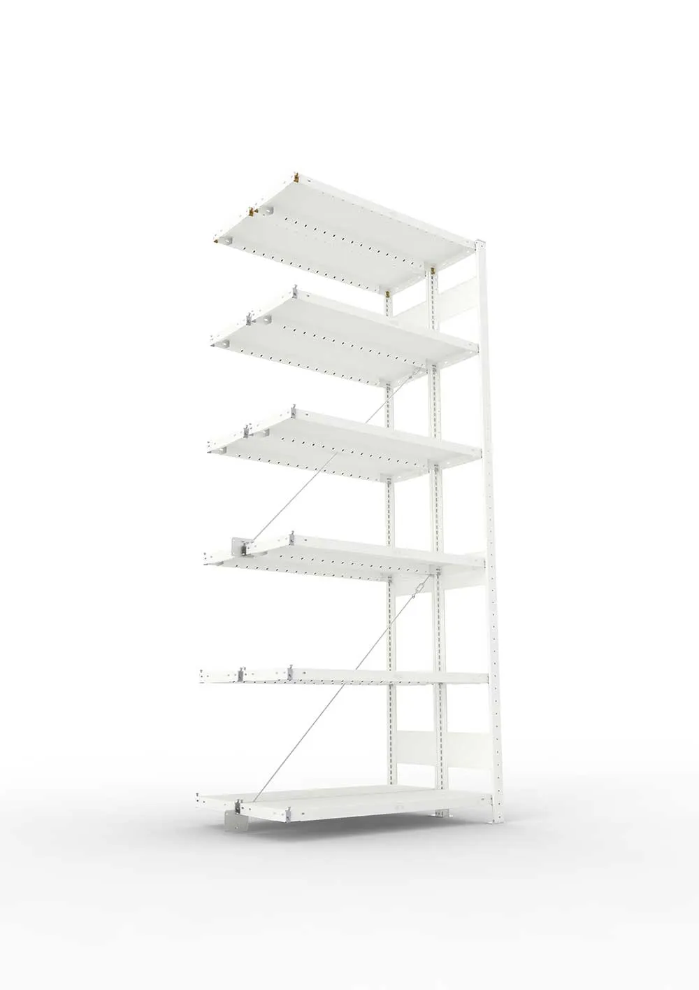 Metallregal Pro-Max Stecksystem Doppelanbauregal – 250×100×30 cm, 230 kg, RAL 7035