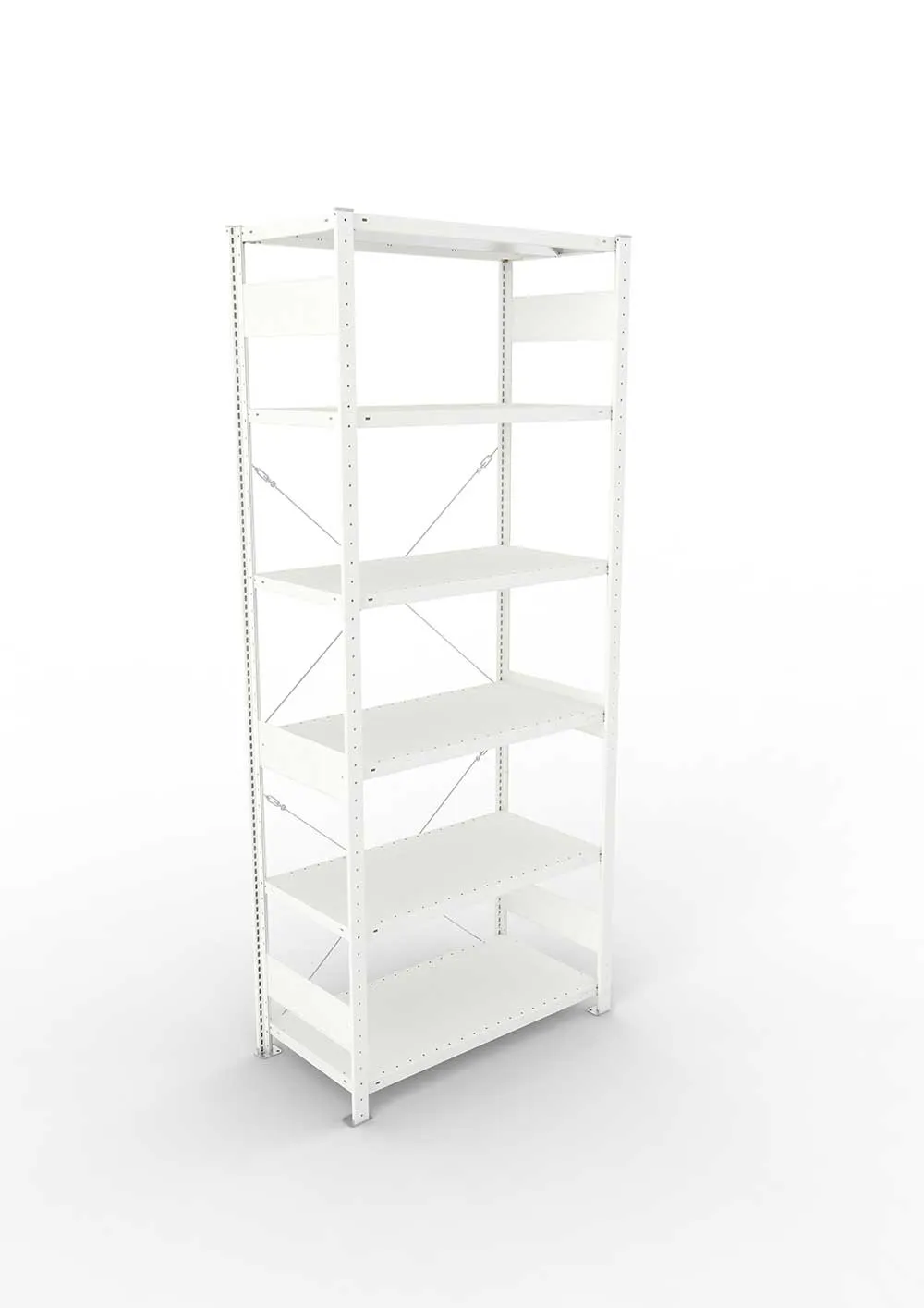 Metallregal Pro-Max Stecksystem Grundregal – 250×100×50 cm, 330 kg, RAL 7035, 6 Böden