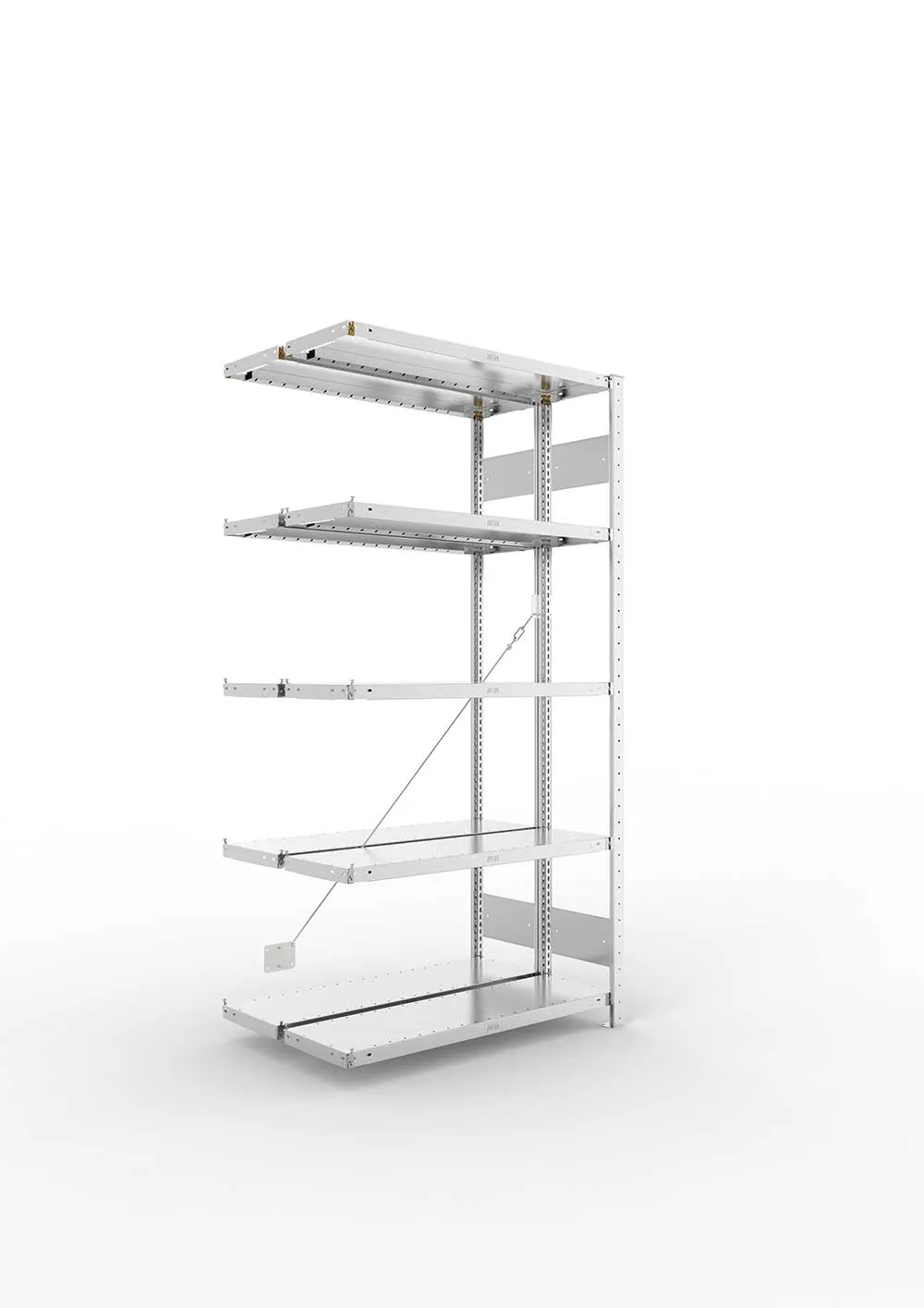 Metallregal Pro-Flex Stecksystem Doppelanbauregal – 200×100×30 cm, 230 kg, verzinkt