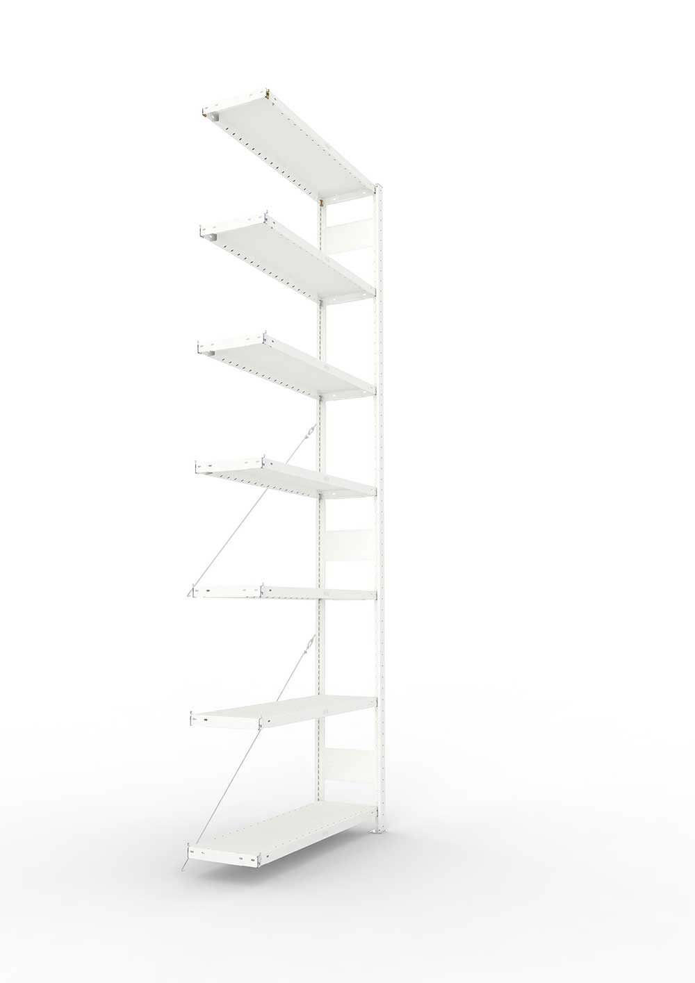 Metallregal Pro-Max Stecksystem Anbauregal – 300×100×30 cm, 230 kg, RAL 7035, 7 Böden